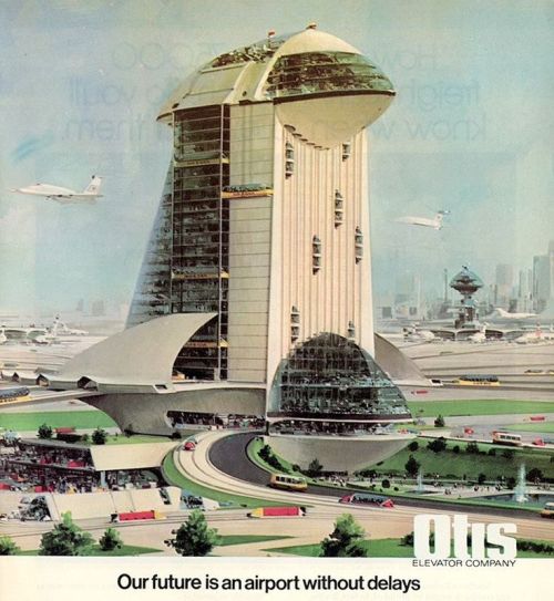 jeroenapers:  De toekomstvisioenen van liftfabrikant Otis middels deze reclametekeningen van John Berkey uit 1975. 