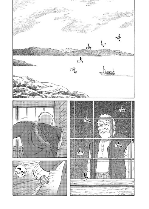 gaymanga:  Fisherman’s Lodge, 2014by Gengoroh Tagame (田亀源五郎) Bruno Gmünder’s third English-language Tagame book includes the short stories “Confessions” (告白, 2008) and “End Line,” from 2012, in addition to the titular 112-page