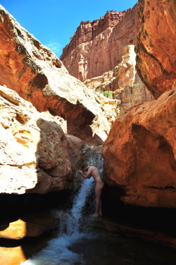 erogenousmanliness:Slot canyon skinnydipping