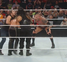 run3y: Randy Orton puts an RKO on Seth Rollins! gotta love that