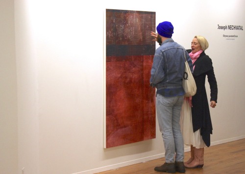 Photo from Galerie Richard NYC’s opening reception for Joseph Nechvatal and his latest exhibit