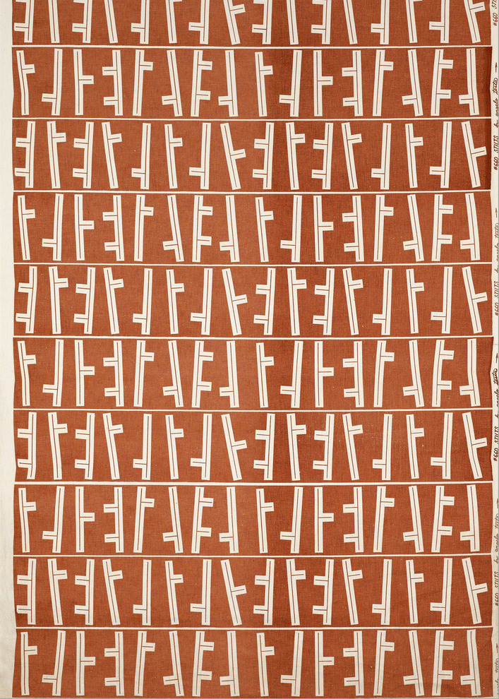 design-is-fine:  Angelo Testa, textile Stilts, 1951. Cotton, USA. Via Cooper Hewitt.