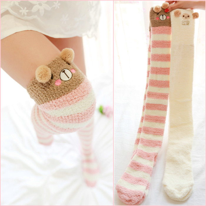 himifashion:    Kawaii animal coral fleece stockings   