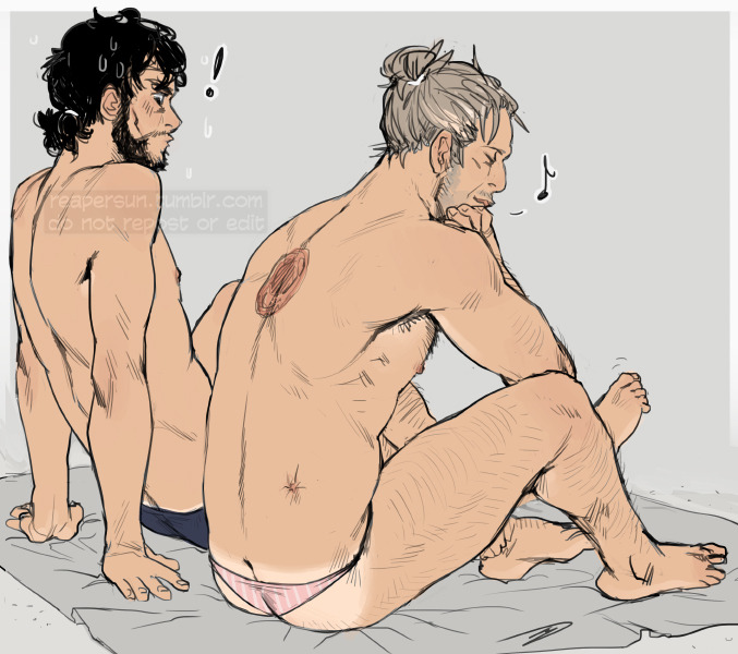 i saw a nice post somewhere about murder husband hannibal with tan lines and then