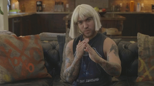 smokeronthewestcoast:Pete Wentz accepting the Song of the Year Award for Chandelier on Sia’s behalf 
