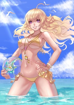 zan66:  bikini bojue yu yaojing cameltoe cleavage erect nipples rwby swimsuits underboob wet yang xiao long | #303601 | yande.re 