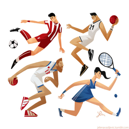 More commission work!Magazine spot illustrations I did a while ago.Serbian sportspeople and Jaša Ign