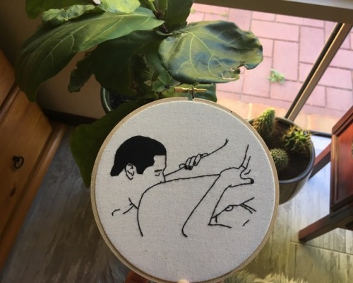 Cunnilingus Embroidery Hoop (stitched by @embroiderybyjessi - etsy/fb/instagram) Original artwork by