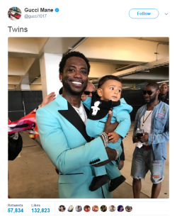 the-real-eye-to-see:  The hardest working man in Hip-Hop and Gucci Mane Asahd wearing Gucci while being held by Gucci. Iconic. #BlackExcellence 