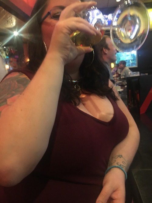 ideas4drmgirl69:Crystal at a chain restaurant bar complained she didn’t like the wine so she was given a replacement from the men’s room which she finished like the thirsty slut she is. She said she was sure that one of the waitresses was on to what