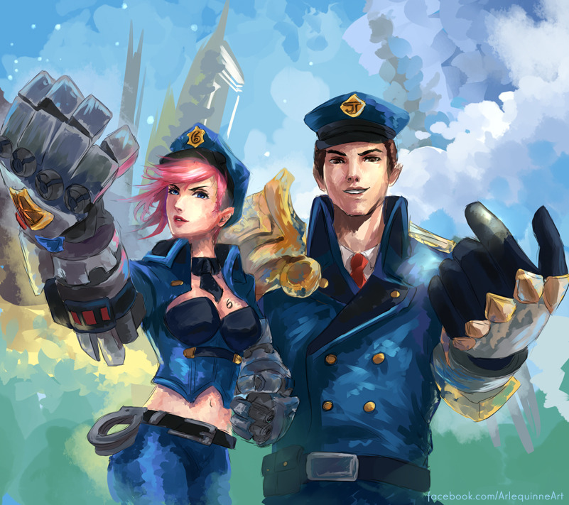 league-of-legends-sexy-girls:  Officers Vi + Jayce by Arlequinne