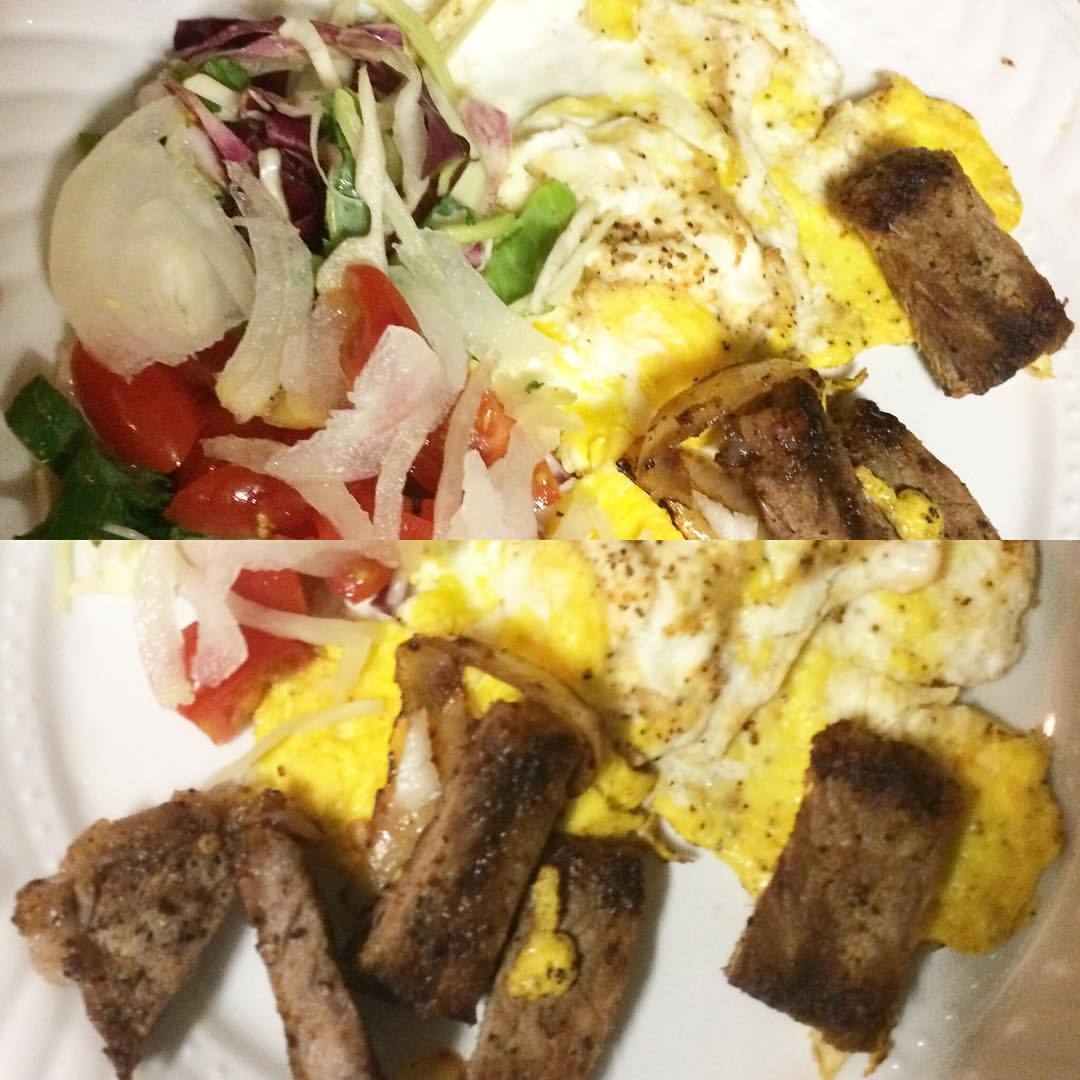 Oh the joy. Well 80% of shredding weight is built on nutrition the other 20 exercise. I can get down with that! Steak, eggs, small salad, fresh pineapple slices and strawberry yogurt cup. 🍳🍍🍓🍴 I even remembered to steep the Oolong tea.
I’m doing my...