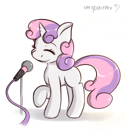 imspainter:  Best foal EVAH!! I love her so much, she’s so adorable and cute and gorgeous and awesome and…and!! AAH! SO CUTE &lt;3 Also i think her talent  is singing so, here you go ^^ enjoy! Sweetie Belle for best foal!  &lt;3!