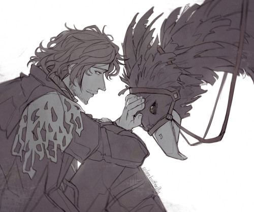 solarbutterfly-art:Cute past!Ardyn with his black chocobo *_*I want to know more about Ardyn’s past 