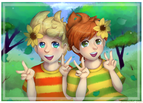 “Claus &amp; Lucas, the Sunflower Twins”A slightly older sketch I decided to colour 