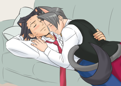 “miles purring when cuddling with phoenix“ - Rayne