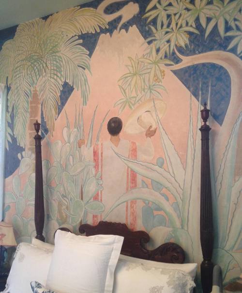 googleruta:  under the vulcano. gertrude vanderbilt’s room in her studio in huntington now her granddaughter’s bedroom.  canvas wall paintings by robert chanler by noemibonazzi http://ift.tt/1S5Yj1a 