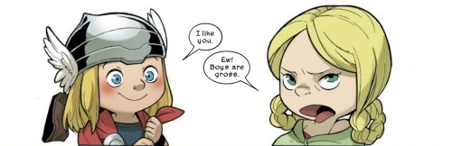 marvelentertainment:  MARVEL PANEL OF THE DAY From: Thor and the Warriors Four (2010) #3 Boys are usually gross but baby Thor is the cutest. (Source: marvel.com) 