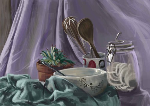 Week 5 Schoolism - Painting a Diffused Lighting Set up in colour, Then Adjusting the lighting to Dir