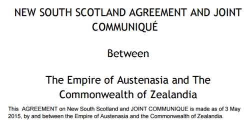 The Empire of Austenasia and the Commonwealth of Zealandia have signed a treaty over New South Scotl