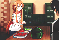 ohayocelestia:  Cooking with Asuna ヾ(●⌒∇⌒●)ﾉ 