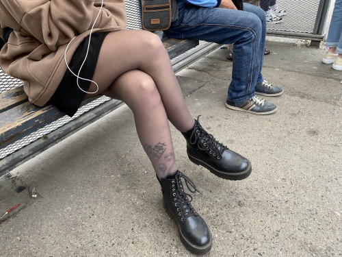 Lady on a bus stop 