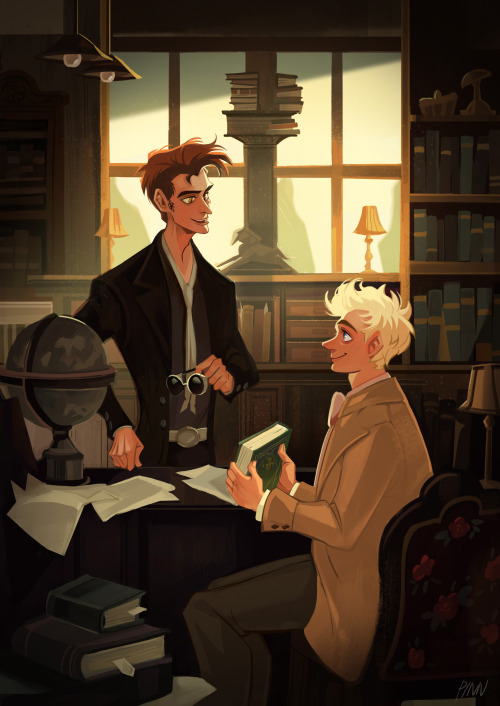 What might happen in Aziraphale&rsquo;s bookshop.I drew it thinking about 4 p.m.Maybe soon, they