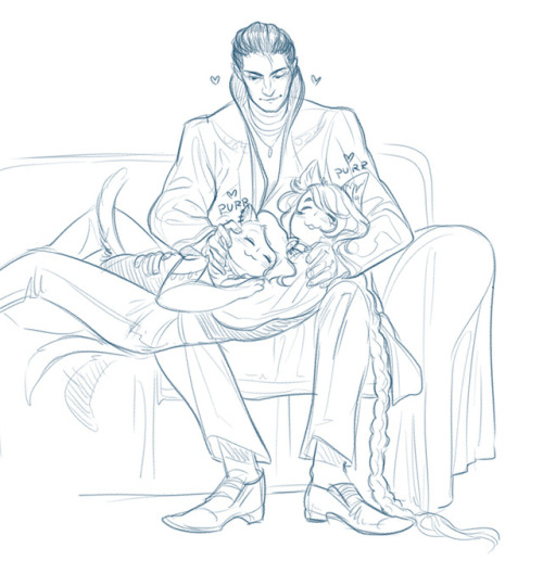 Cuddlenap with @ali-the-bard‘s Aliena and @julian&ndash;devorak‘s Salvadore. :3c