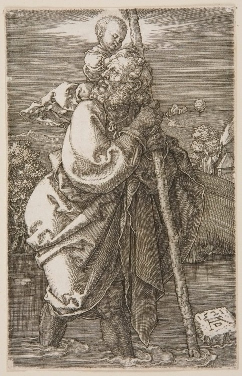 Saint Christopher with Head to Left, Albrecht Dürer, 15th-16th century, Harvard Art Museums: PrintsH