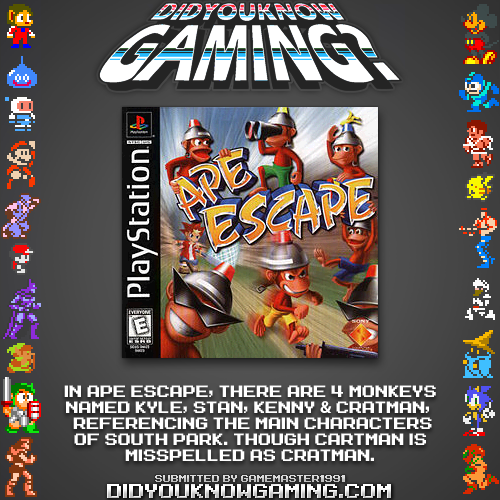 Ape Escape.
http://www.vgfacts.com/trivia/5663/