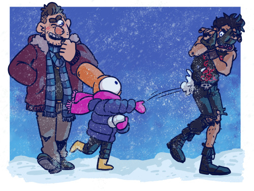 Just some punk kids playing in the snow.