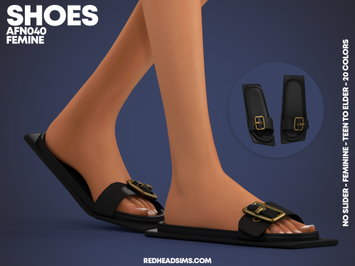 redheadsims-cc:  AF SHOES N040 | NO SLIDER NEW MESHCompatible with HQ ModCategory: ShoesCustom Thumb