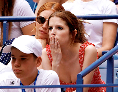 brittany-snow: Brittany Snow and Anna Kendrick at the 2019 US Open in New York September 1st, 2019