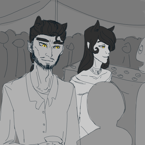 ieatedanimation:  super sketchy stuffthe am!au by dashingicecream is SUPER CUTE so I decided to doodle blake’s parents when they were younger.idfk they probably met at am after party for faunus rights or something