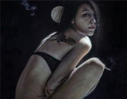 frrmsd:  Artist:羅 展鵬    Lo Chan Peng白面者 -『丘宇菲』-Ashen Face -『Chiu Yu Fei』Oil on Canvas91 cm x 72.5 cm   2015