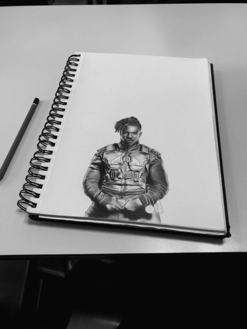 almost done with Killmonger. need to add more details/shadowing &amp; the background.