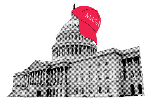 Illustrations for a feature on Trump’s 50 most shocking moments in his first 2 years as presid