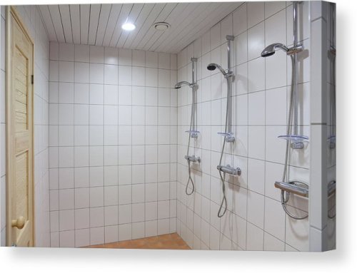 Boy’s showers at the newly renovated Metsapoole School in Treimani, Estonia