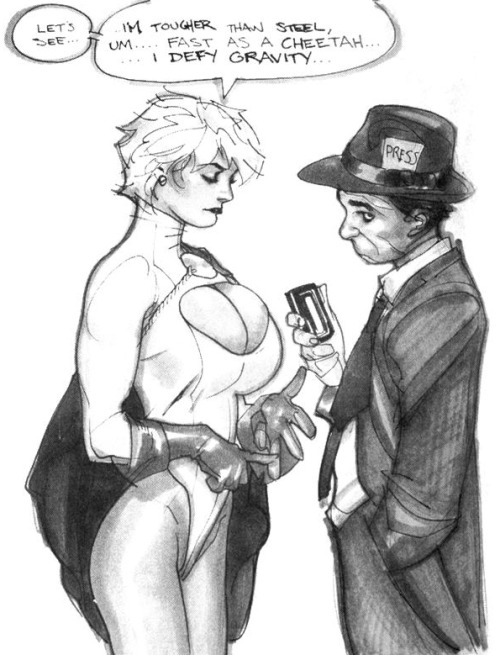 Porn Pics geekearth:  Adam Hughes - Power Girl Sketches