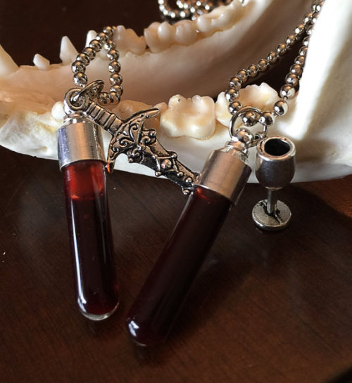 snootyfoxfashion:  Blood Vial Pendant Kit from ArtemMortisBlood has been used for magical purposes for hundreds of years and has been know to represent life force in its most basic nature. This sale is for one complete kit for you to craft one blood