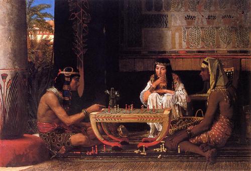 boneandpapyrus:Egyptian Chess PlayersSir Lawrence Alma-Tadema, 1865Wikiart