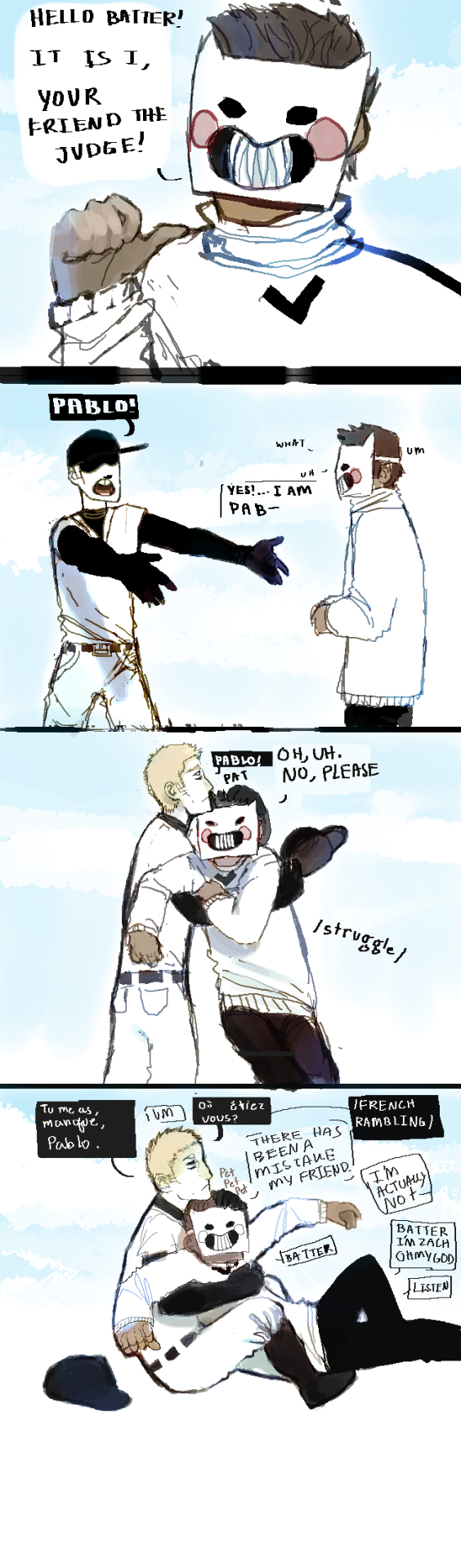 What if batter actually fell for Zacharie’s ingenious disguise
continuation from http://sharkytoof.tumblr.com/post/110924648248/what-if-batter-deep-down-was-actually-a-really