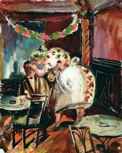 huariqueje: Beer Bar   -    Otto Dix  , 1927.  German, 1891–1969  Watercolours and gouache,  56 x 44