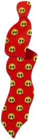 sticker of a red necktie with yellow smiley faces all over it.