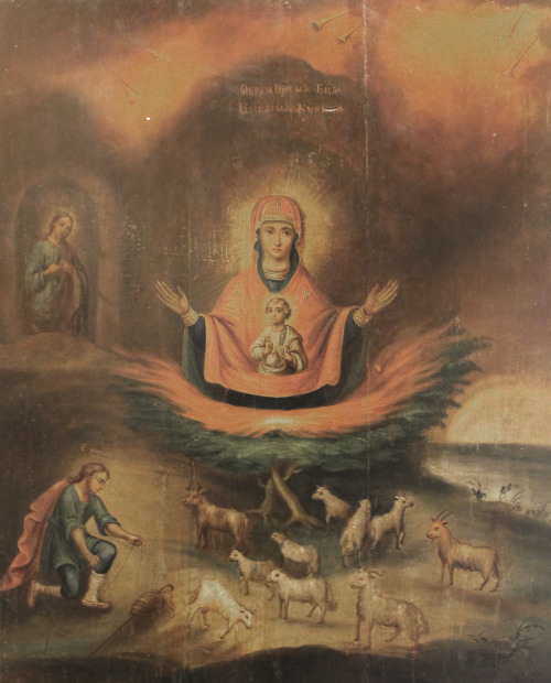 The Icon of Theotokos, Burning Bush of the Old Testament, Polissya, Ukraine, 19th century