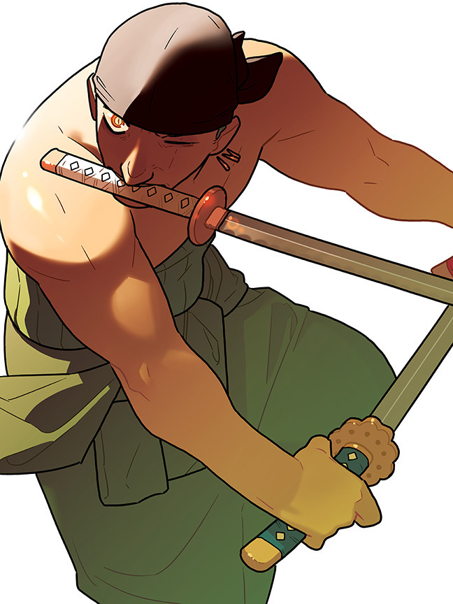 Zoro belongs to One Piece.  Pose Reference by twitter: @kamitokatachi Description: An illustration of Zoro from One Piece.  