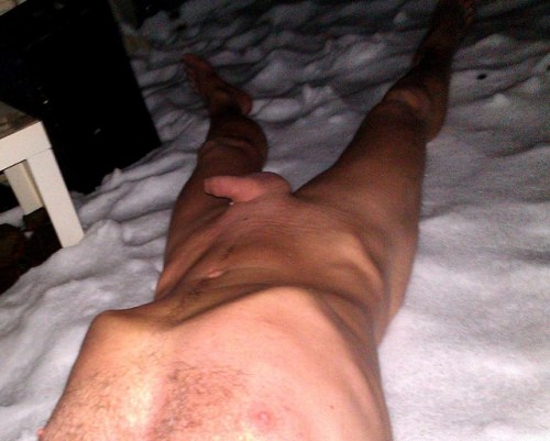 Rolling in the frozen snow. It was fun but adult photos