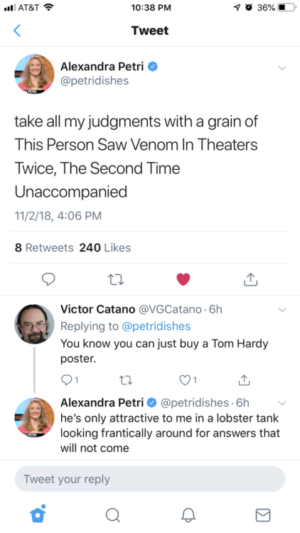 Scrolling the comments, and no monsterfuckers gonna admit they like the movie cause Venom is the sex