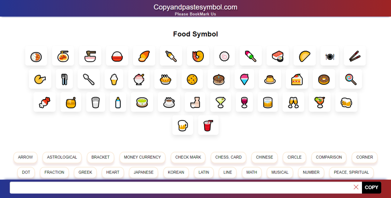 Get Food Symbol Copy And Paste