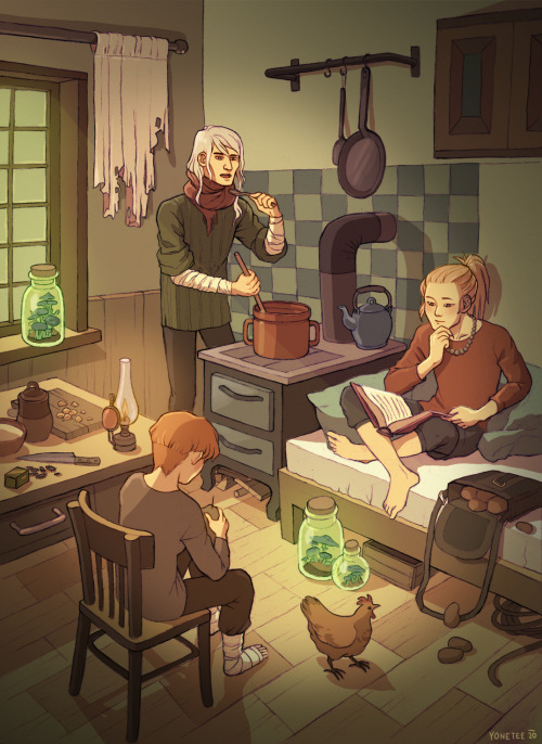 My OCs Claude, Mint and Miriam at home when everything seemed to be alright. It&rsquo;s a little